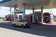 Gas station along the route to Kamianets Podilskyi.