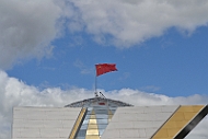 Soviet flag at the Hero City monument in Minsk, Belarus.